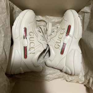 TODDLER RHYTON GUCCI LOGO LEATHER SNEAKER